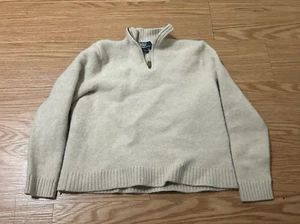 Polo By Ralph Lauren Mens Sz M Lothian Quarter Zip Lambswool - Picture 1 of 5