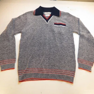 VINTAGE LUCIEN PICCARD JERSEY JERSEY DE PUNTO DE MANGA LARGA POLO CAMISA Hombre S - Imagen 1 de 5