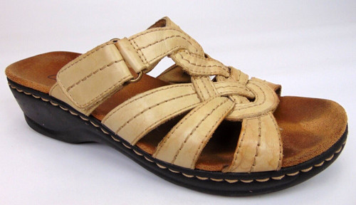Clarks sandali donna slip on tacco basso ammortizzati misura 8 0 med pelle sabbia