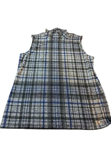 Calvin Klein Printed Mock Neck Sleeveless Blue Grey Blouse Size medium - Picture 1 of 7