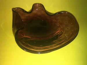 Murano style art glass bowl/ dish Amethyst/Red w/ Bullicante bubbles - Picture 1 of 4