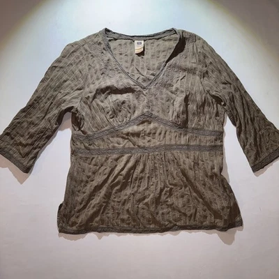 Faded Glory Womens Vintage Y2K Babydoll Top Size 2X Embroidered Lace Rhinestone - Image 1 of 4