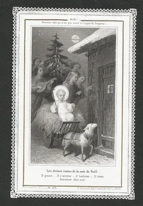 IMAGE PIEUSE CANIVET NOEL JESUS  divines visites de la nuit ANGES MUSICIENS - Imagen 1 de 2
