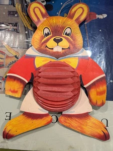 VINTAGE CHRISTMAS RABBIT HONEYCOMB DECORATION - Picture 1 of 14