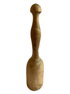 Antico grande tritatutto pestello legno tornito tritatutto primitivo utensile da cucina 11" - Foto 1 di 8