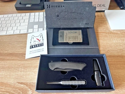 ¡MUY RARO! Cuchillos personalizados pulido carpeta titanio fresado FULL DLC Herman BEE M398 Foto 1 de 4