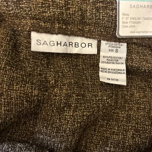 Sag Harbor donna 8 pantaloni larghi gamba tweed marrone beige classico inglese nuovi con etichette - Foto 1 di 9