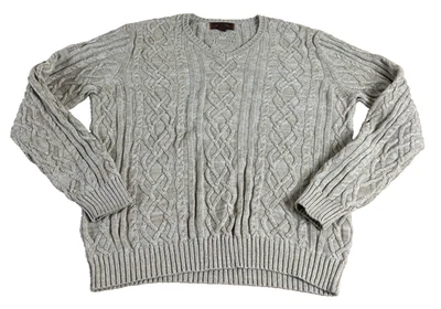 Tasso Elba Men’s Small 100% Cotton Cable Knit Sweater Beige Long Sleeve Pullover - Image 1 of 4