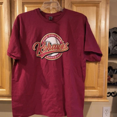 Camisa Coe College Kohawks Softbol Carmesí Manga Corta Algodón Adulto XL  Foto 1 de 4