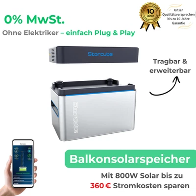 STORCUBE NEU Solarspeicher Speicherbatterie S1000 PRO – Plug & Play für Balkonkraftwerk