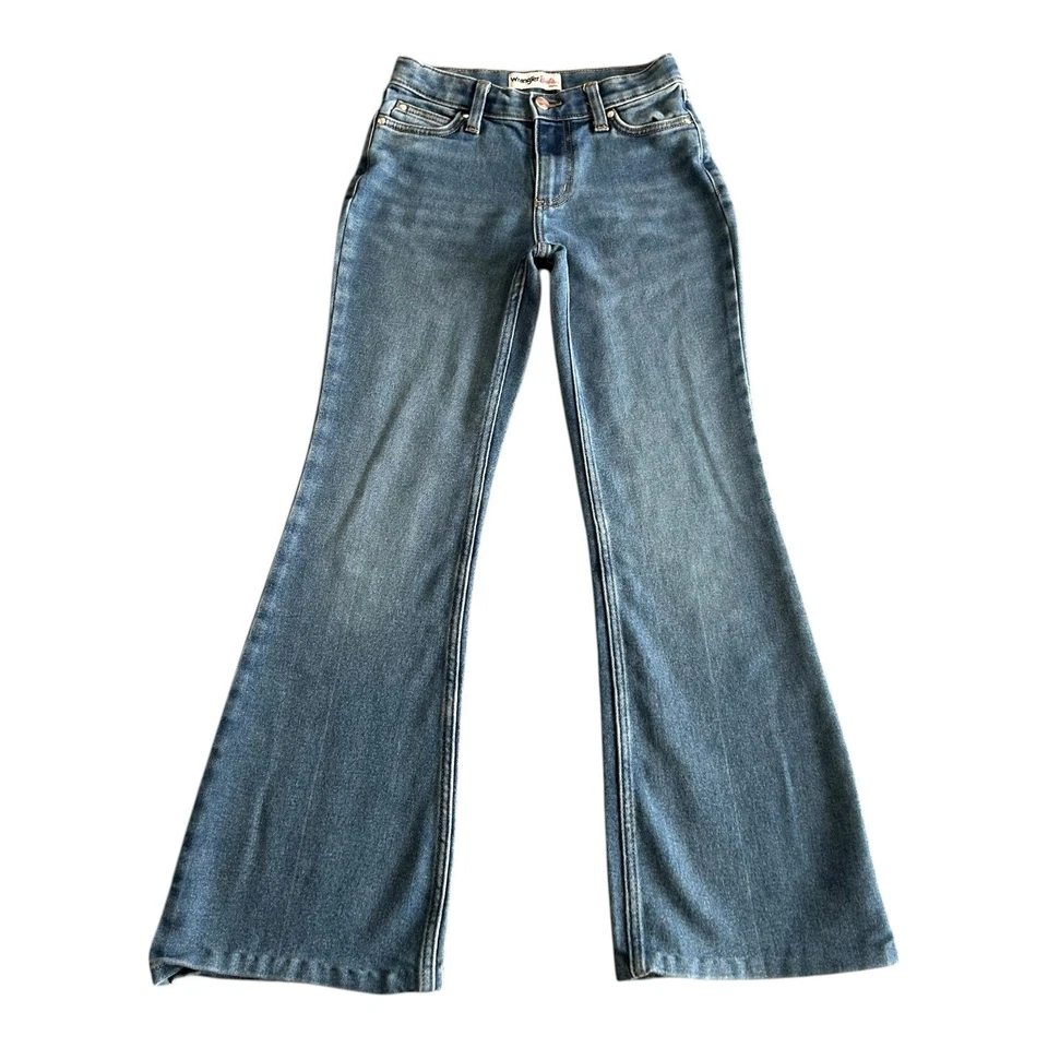 Jeans Barbie Wrangler Niñas Talla 7/8 Niños Campana Parte Inferior Acampanada Denim Azul 26x29 Foto 1 de 4