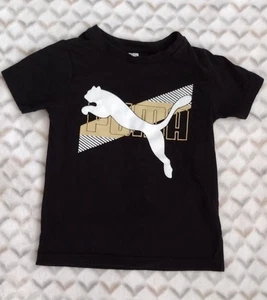 Boy Puma Shirt Size: 4T Short Sleeve Black, Brown & White Color Shirt - Picture 1 of 5