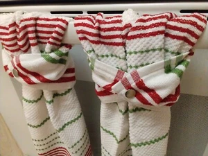 Christmas Holiday New Year Hand Kitchen Towel Red, White, Green Snap, Dish Towel - Picture 1 of 11
