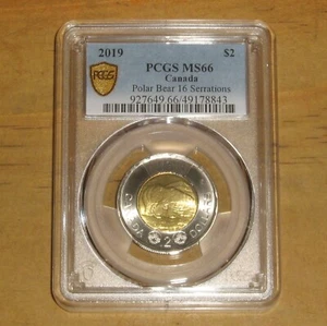 PCGS MS66 - Canada 2019 Toonie 16 Serrations 2 Dollars Two Dollar - Picture 1 of 2