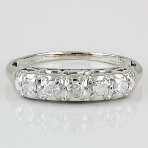C. 1950 14KWG Diamond Anniversary Band/ Bridal Wedding Ring By Memento - Picture 1 of 8
