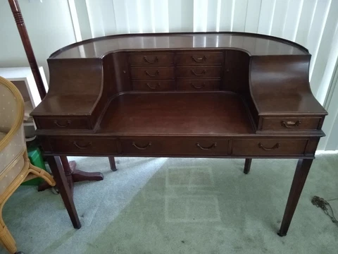 Vintage Mahogany Desk/ Secretary / Regency Imperial Grand Rapids Cover