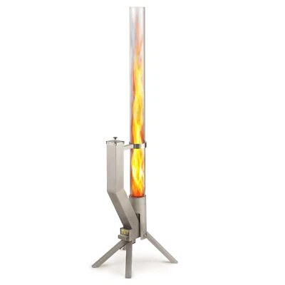 GARDENFLARE Feuerrohr – Edelstahl Feuersäule Pelletfackel Gartenkamin Silber - Bild 1 von 4