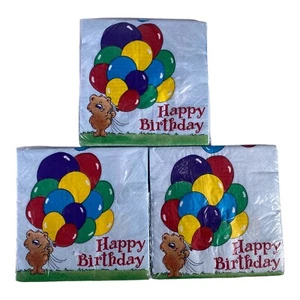 Special Occasion Kids Birthday Napkins Balloon Bouquet And Bear 16ct 3-ply x 3 - Picture 1 of 5
