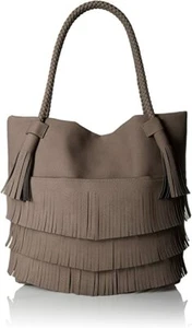 Danielle Nicole Ryver Brown Gray Fringe & Tassle Large Tote Bag - Picture 1 of 6