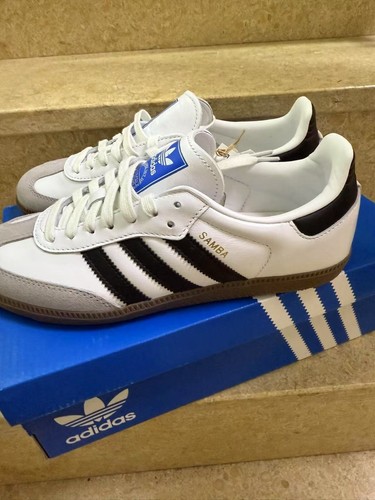 Scarpe da ginnastica Adidas Originals Samba OG bianche nere nuove senza scatola unisex