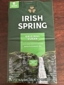 Irish Spring 12 HR Original Bar Soap 3.7 Ounce, 6 Bar Pack With Flaxseed Oil - Picture 1 of 2
