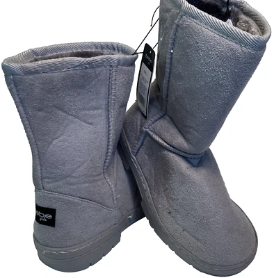BEBE Girls Faux Fur Winter Boots Gray Grey Sz 3 Cozy Microsuede Walker Warm NEW - Image 1 of 4