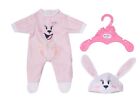Baby Born Bunny Cuddly Suit 834473 - Rabbit Print Onesie With Matching Hat For 4
