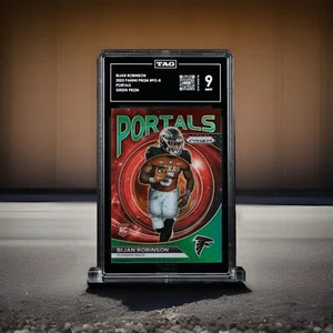 2023 Prizm Bijan Robinson Portale grün PO-8 ETIKETT 9 ATL Falken-Texas Longhorns - Bild 1 von 6