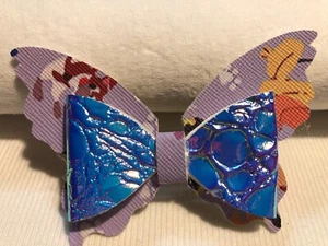 BUTTERFLY 2 LAYERED HAIR BOW, PURPLE WITH PUPPY DOGS, HOMEMADE, 3.25" X 2" - Picture 1 of 3