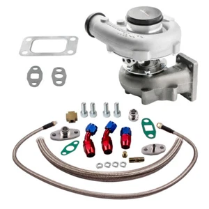 Universal T04E Turbo Turbocharger + Oil Feed Return Line Kit fit 1.5L to 2.5L - Picture 1 of 11