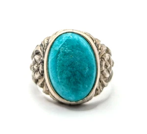 Antiker Jugendstil Ring 800 Silber / Blume / Amazonit RW 61 Art.-Nr:1863 - Bild 1 von 5
