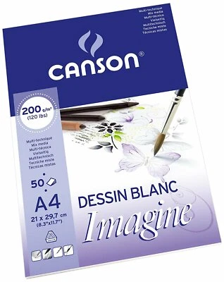 [200006008-4] CANSON Lot de 4 Blocs Dessin Imagine 50 Feuilles A4 200 g Blanc... - Photo 1/2