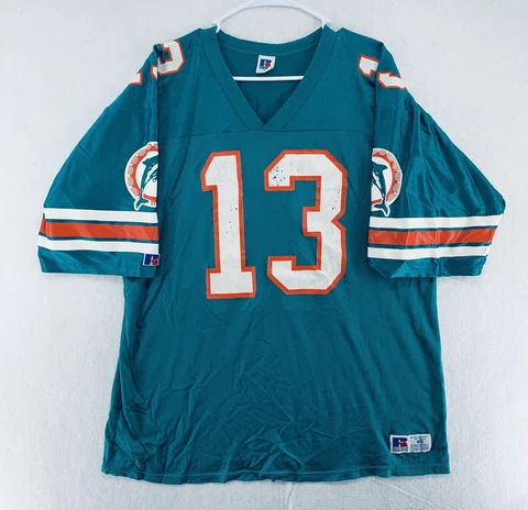 Vtg Dan Marino #13 Miami Dolphins Russell Authentic Jersey Size 48 Made In USA Cover