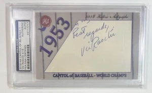 VIC RASCHI AUTOGRAFI STORICI HA CAPITALE DEL BASEBALL TAGLIO AUTO FIRMATO SP/15 PSA - Foto 1 di 3