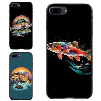 Non Slip vintage handrawn rainbow trout For iPhone SE4 16e 14 15 16 Plus Pro Max - Image 1 of 4