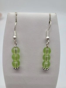 Genuine Peridot Silver Dangle Earrings - Picture 1 of 4