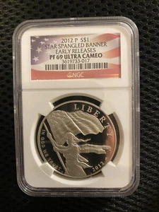 2012-P S$ Star Spangled Banner Commemorative Dollar NGC PF69UCAM Early Release - Picture 1 of 2