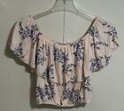 NWT Forever 21 Peach Floral Ruffle Off Shoulder Crop Top Women’s Small