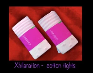 2 Pairs Cotton Knit Tights Girl's Size 4-6,Cotton Candy & Cream,Dots/stripes - Picture 1 of 12