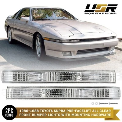 DEPO JDM Clear Front Bumper Signal Lights For 1987-1988 Toyota Supra Mk.3 Mk3 Foto 1 de 4