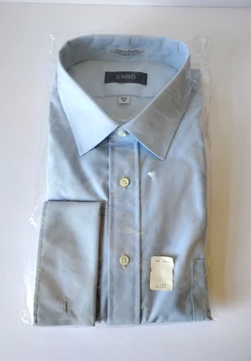 Camisa Enro Para Hombres 18.5 GRANDE 33 Lt Azul Abotonada Manga Larga Clásica Popelina Foto 1 de 4