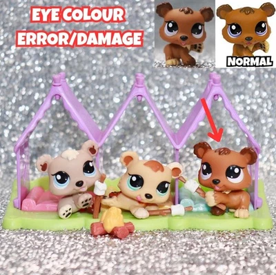 Trillizos de oso Littlest Pet Shop auténticos LPS #1554 #1555 #1556 (ERROR/DAÑO) Foto 1 de 4