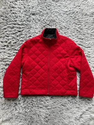 Woolrich Jacket Womens Medium Red Wool Quilted Coat Full Zip Foto 1 de 4