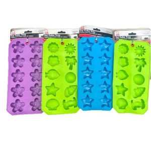 Four Summer Beach Tropical Palm Flowers Crab Sun Star Tray Ice, Soap Molds {T} - Picture 1 of 9