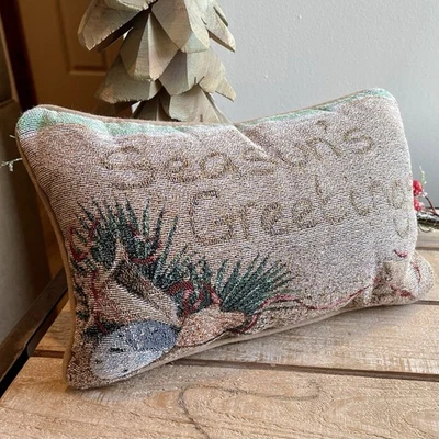 Travesseiro de praia de Natal tapeçaria costeira saudações 8"x12" - Imagem 1 de 4