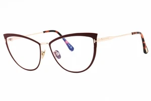 New Tom Ford FT TF5877-B 069 Cat Eye Shiny Bordeaux Eyeglasses Frame - Picture 1 of 4