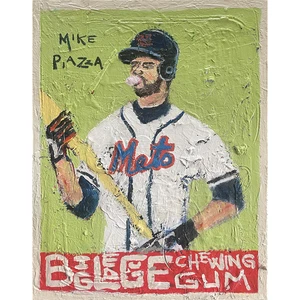 Mike Piazza Mets Painting 16x20in Acrylic on Canvas by Sergio Santos elsantoswor - Picture 1 of 1