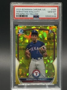 2023 Bowman Chrome Sapphire SEBASTIAN WALCOTT 1st Yellow Refractor /50 - Picture 1 of 2