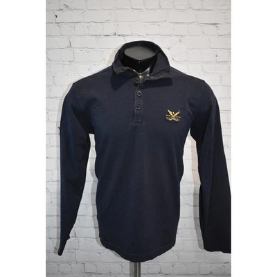 Camisa polo masculina vintage Ralph Lauren Henley tamanho grande algodão preta década de 1990 Y2K  - Imagem 1 de 4