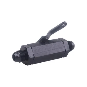 AN6 Inline Fuel Control Shut-Off Valve W/Cable Lever Aluminum Black/Red/Blue - Picture 1 of 7